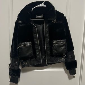 Maniere De Voir Faux Fur/Faux Leather jacket size 4